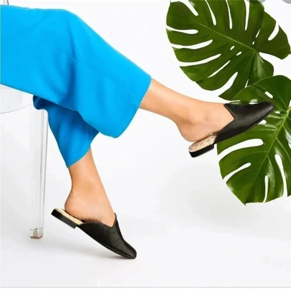 Birdies The Raven Mule in Satin Slubbed Shantung Black - Picture 3 of 11